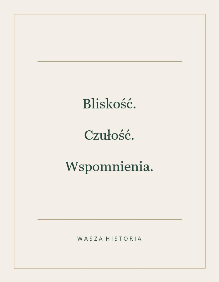 Bliskość. Czułość. Wspomnienia. — element identyfikacji HM Photography